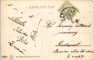 1908 Huszt, Chust, Khust; Járásbíróság, üzlet. Ausländer Ignác kiadása / county court, shop (EK)