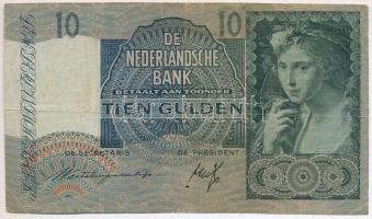 Hollandia 1940. 10G "1 AE 007222" T:F Netherlands 1940. 10 Gulden "1 AE 007222" C:F Krause P#56