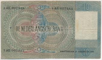 Hollandia 1940. 10G "1 AE 007222" T:F
Netherlands 1940. 10 Gulden "1 AE 007222"...