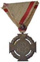 1908. "Jubileumi Kereszt" aranyozott bronz kitüntetés kopott mellszalaggal T:F patina, kop...