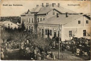 1916 Zastavna, Zastawna; Bezirksgericht / district court, market. Verlag A. Tennenbaum (b)