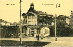 Truskavets, Truskawiec, Truszkavec; Willa Switezianka, Magazyn Nowosci Galanteryjnych Max Bartischan / villa, shop of Max Bartischan. Verlag Leon Rosenschein (Drohobycz) (Rb)