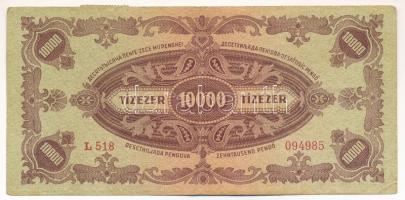 1945. 10.000P "MNB" bélyeggel, eltolódott zöld nyomattal T:F 
Adamo P23e