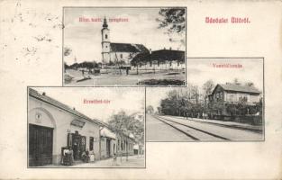 Üllő Vasútállomással, az Első Magyar Biztosító ügynökségével és Bergner Miksa üzletével