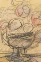 Czóbel Béla (1883-1976): Csendélet. Vegyes technika, papír. Jelezve jobbra lent. Üvegezett fakeretbe...