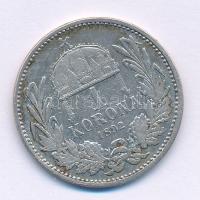 1892KB 1K Ag "Ferenc József" technológiai hibás veret (30 fokkal elfordult hátlap) T:F pat...