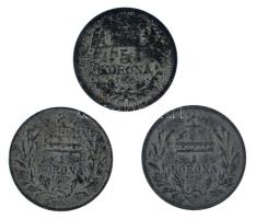 1895. 1K fém minipénz (2db) + 1900. 5K fém minipénz T:XF,VF