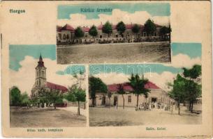 1917 Horgos, Római katolikus templom, Kárász árvaház, Szövetkezet üzlete és saját kiadása / church, orphanage, cooperative shop (EK)