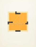 Konok Tamás (1930-2020): Kompozíció, 1991. Szitanyomat, papír, jelzett. Számozott: 26/40. 28×28 cm /...