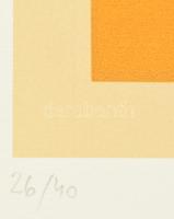 Konok Tamás (1930-2020): Kompozíció, 1991. Szitanyomat, papír, jelzett. Számozott: 26/40. 28×28 cm /...