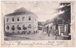 1904 Zsarnóca, Zarnovica; Fő tér, erdőhivatal, üzlet. Klein József kiadása / main square, forestry office, shop (kis szakadás / small tear)