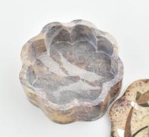 Műkő ékszeres dobozka gyöngyház berakással d: 8 cm,