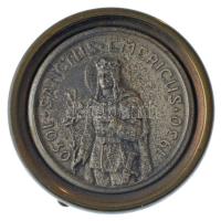 1930. Sanctus Emericus (Szent Imre) 1030-1930 ezüstözött fém lemezérem (40mm) keretben (50mm), hátoldalán támasztóval T:AU patina