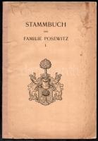 Stammbuch der Familie Posewitz I-II. köt. Késmárk,1906, Vogt - Sauer Pál, 46 p.; 27 p. Német nyelven. Kiadói papírkötések, az I. kötet borítója foltos, a gerince javított, a II. kötet borítója és 1 lap (27.) leszakadt, számos bejegyzéssel, szakadásokkal. Ritka!