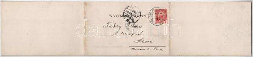 1902 Zólyombrézó, Podbrezová; Kőbánya, iparvasút, vonatok. 3-részes kinyitható panorámalap / mine, i...