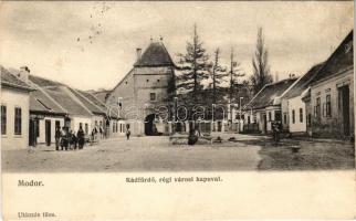 1907 Modor, Modra; Kádfürdő, régi városi kapu / spa and old gate