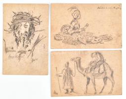 Nagy József (?-?): 105 db rajz, többségében portrék. Ceruza, papír, jelzett. Többségében 1919. évi p...