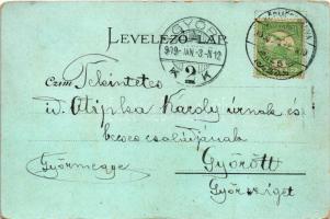 1909 Körmöcbánya, Kremnitz, Kremnica; Este / night. Rob. Kniep Art Nouveau, floral, litho (EK)