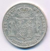 Spanyolország 1885. 50c Ag "XII. Alfonz" T:3 ph. Spain 1885. 50 Centimos Ag "Alfonso ...