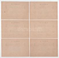 Budapest ~1920. 1K "Pester Lloyd" utalvány (6x) sorszámkövetők "00002-00007", há...