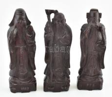 A kínai három bölcs, Fuk-Luk-Sau, a hosszú élet, a hírnév és a szerencse istenei a Feng Shui szerint. Különleges, egyedi, faragott keményfa szobrok. : 20 cm