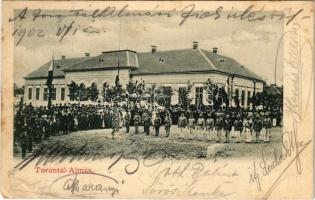 1902 Torontálalmás, Torontál-Almás, Apfeldorf, Jabuka; Községháza, tűzoltó ünnepség / town hall, firefighters' festival (EK)