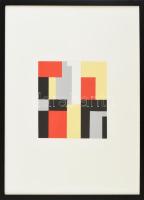 Nem's Judit (Nemes Judith, 1948-): Geometrikus kompozíció (cím nélkül). Akril, kollázs, papír, ...