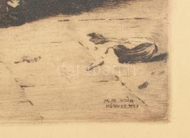 Munkácsy Mihály után Kórusz József (1927-2010): Anya gyermekeivel, rézkarc, papír, jelzett a karcon....