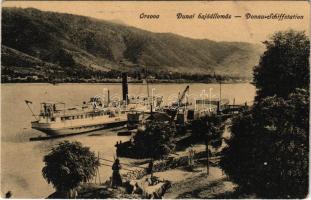 Orsova, Dunai hajóállomás, gőzhajó. Vasúti levelezőlapárusítás 21. sz. 1918. / Donau-Schiffstation / ship station, port, steamship (r)