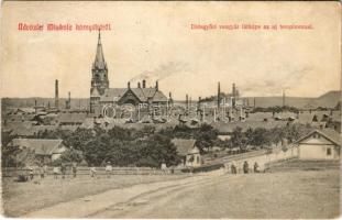 1912 Miskolc, Diósgyőri vasgyár látképe az új templommal