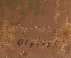 Olgyay Ferenc (1872-1939): Ökrök a szántóföldön. Olaj, vászon, jelezve jobbra lent. Apró sérüléssel ...