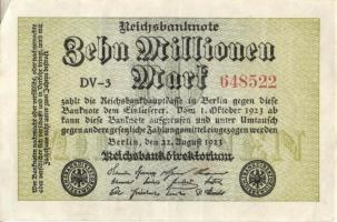 Német Birodalom / Weimari Köztársaság 1923. 10.000.000M (5x) közte egymás utáni ill. közeli sorszámokkal T:II+,II