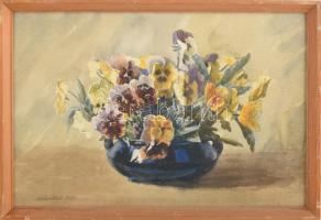 Urbántsek jelzéssel: Csendélet, 1930. Akvarell, papír, 33x49 cm. Üvegezett fakeretben.