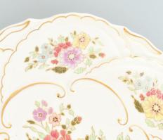 Zsolnay virág mintás tál, kézzel festett, jelzett, hibátlan, d: 30 cm