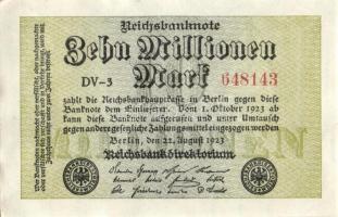 Német Birodalom / Weimari Köztársaság 1923. 10.000.000M (5x) egymás utáni sorszámokkal T:I,I-