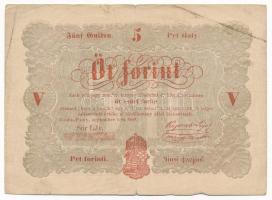 1848. 5Ft Kossuth bankó vörösesbarna T:F Adamo G109