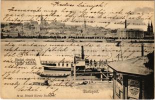 1902 Budapest, Budai részlet, hajók (ázott / wet damage)