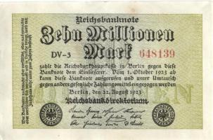 Német Birodalom / Weimari Köztársaság 1923. 10.000.000M (2x) egymás utáni sorszámokkal T:I-