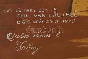 Quán Toán Tang: Phu Van Lau (Hué). Olaj, fa. Vietnámi lakkozott fára festett kép 40x60 cm