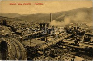 Resicabánya, Resicza, Recita, Resita; Nagyolvasztók, iparvasút. Braumüller L. kiadása / Hochöfen / ironworks, iron factory, blast furnaces