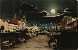 1913 Arad, Kossuth park este / park at night (EK)