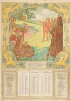 1909 Rigler József Ede falinaptára 1909, rajta Helbing Ferenc (1870-1958) illusztrációival és szeces...