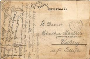 1922 Arad, Aczél Péter utca este. Humoros montázs részeg férfiakkal. Pichler Sándor kiadása / street...