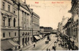 1911 Arad, Aczél Péter utca, autóbusz, üzletek / street view, autobus, shops (fl)