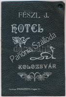 cca 1910-1920 Fészl J. Hotel Panonia Szálloda Kolozsvár, szecessziós szállodai boríték/tartó számlához, vagy étlaphoz, 19x13 cm