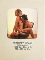 Péterffy István: Erotikus jelenet, színes dia, a tartón a bélyeggel jelzett, 5,5x5,5 cm