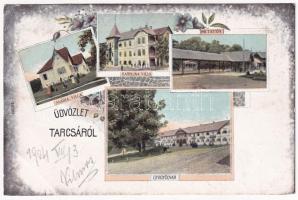 1904 Tarcsa, Tarcsafürdő, Bad Tatzmannsdorf; Mária villa, Karolina villa, sétatér, gyógyudvar / villas, promenade, spa. Art Nouveau, floral