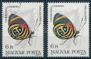 1984 Lepke 6Ft barna helyett zöldes színárnyalatban + támpéldány / Mi 3686 colour variety