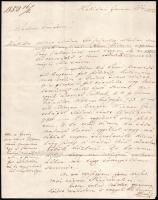 1853 Deák Ferenc (1803-1876) államférfi, miniszter autográf levele Kehidai birtokáról Bécsbe. A címzett Kis(s) Lajos hivatalnok, aki korábban a Helytartótanácsnál, majd 1848-ban a Deák által vezetett igazságügyminisztériumban osztálytanácsos. A levélben kehidai birtokának eladásáról ír, például, hogy kik érdeklődtek iránta (Pallavicini, bécsi kereskedők) . Hű barátod, Deák aláírással. Egy beírt oldal, bélyeggel.  Deák a szabadságharc leverése után sértetlenül távozhatott és háborítatlanul élhetett Kehidai birtokán, visszavonultságban, passzív ellenállásban
