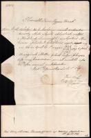 1849 április báró Eötvös József (1813-1871) királyi ügyek igazgatója, később vallás és közoktatásügyi miniszter autográf aláírással ellátott hivatalos levele, a bécsújhelyi Hertelendy Franciska által alapított cs. k. katonai nevelőintézet ügyében. Papírfelzetes viaszpecséttel
